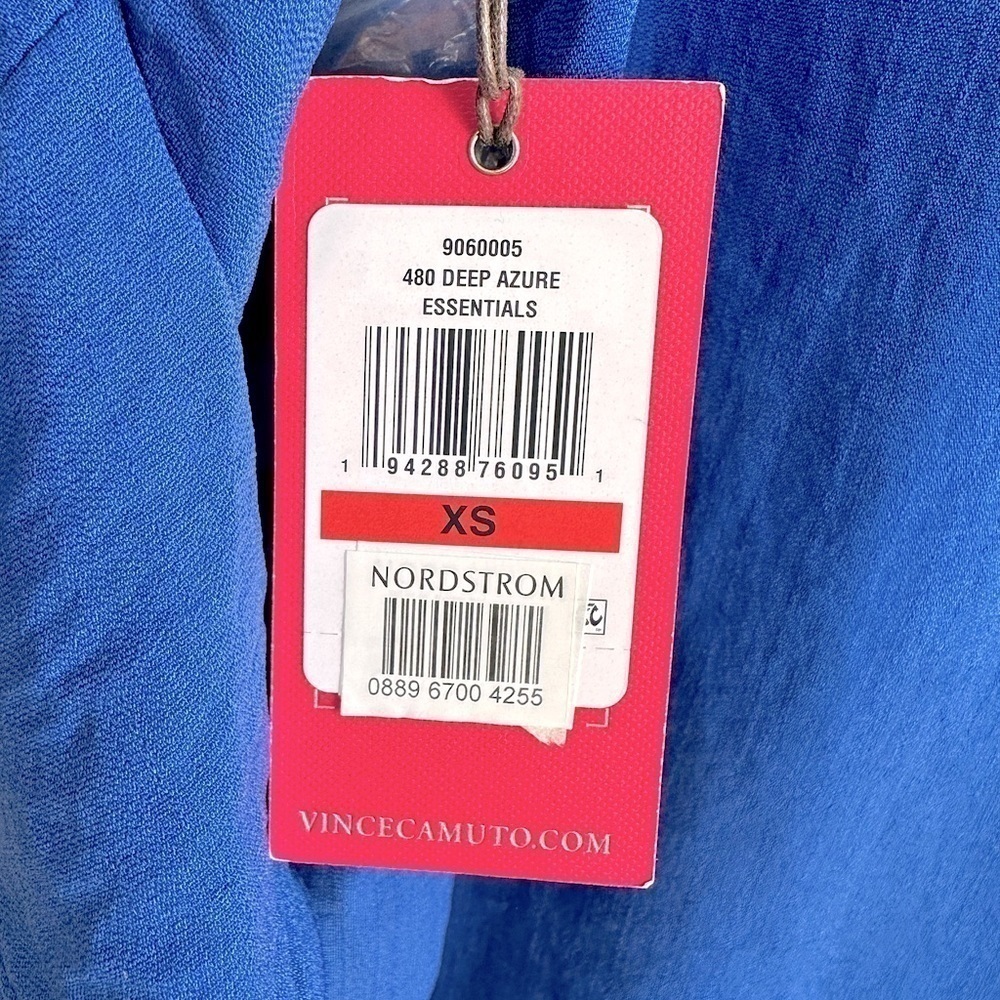 NWT Vince Camuto Split Neck Ruffle Sleeve Blouse Deep Azure Size XS - Picture 14 of 15